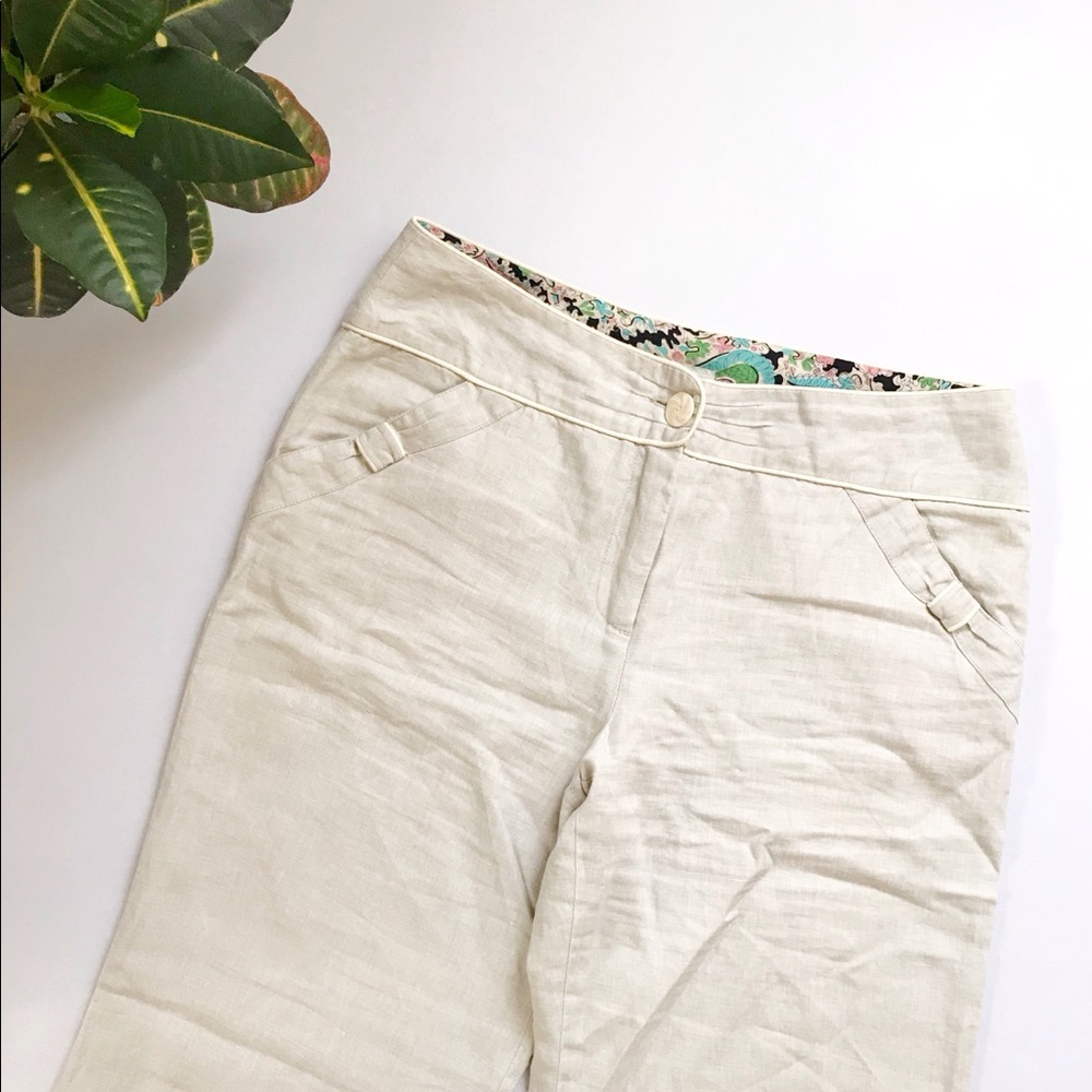 Anthropologie Mermaid Wide Leg Linen Pants
